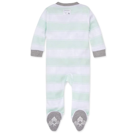 Burt’s Bees Rugby Stripe Organic Loose Fit Footed Sleep and Play - Picture 2 of 2